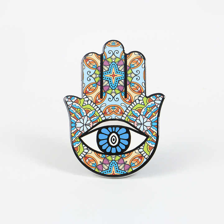 Perfect artistic gift Ceramic Drinks Magnetic Coasters Holder Slice Hamsa Hand Eye For Home Decor