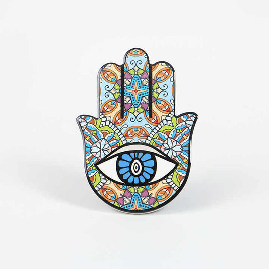 Perfect artistic gift Ceramic Drinks Magnetic Coasters Holder Slice Hamsa Hand Eye For Home Decor(Bulk 3 Sets)