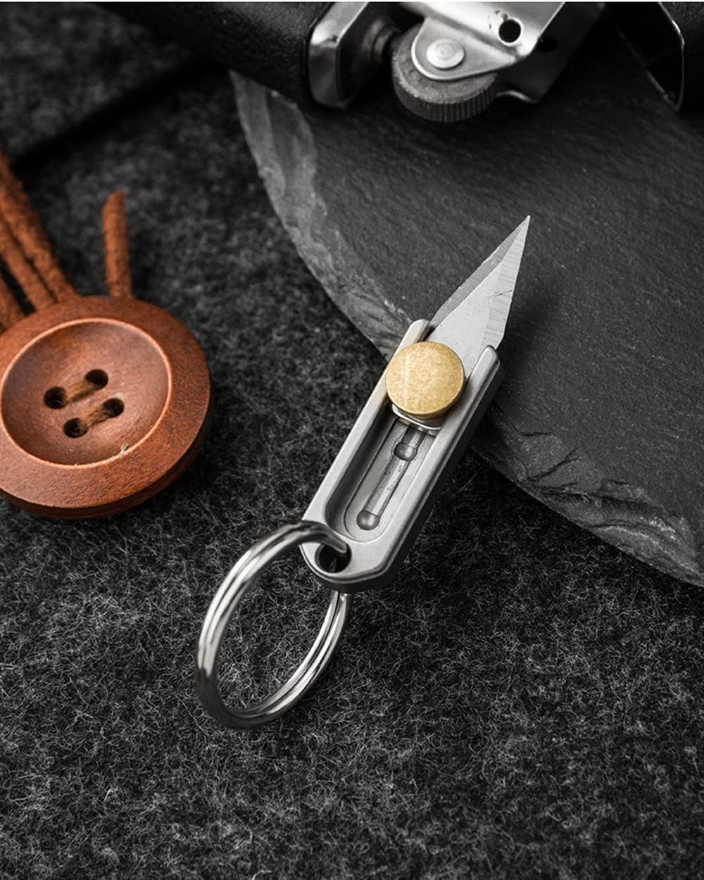 EDC Titanium Metal Alloy Light Weight Mini Little Tiny Small Wallet Button Push Keychain Pocket Knife (10 Pack)