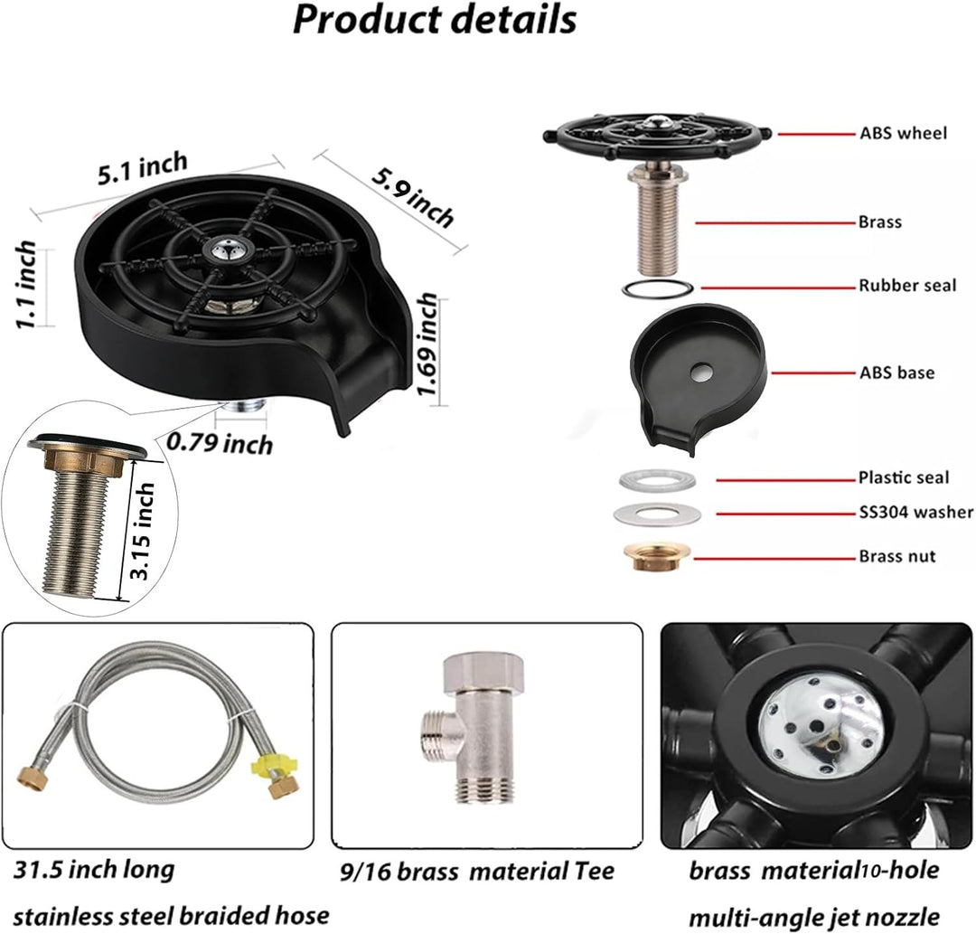 Automatic cup washer for kitchen sink faucet glass washer cleaner cup rinser for sink bar accessories (10 Pack)