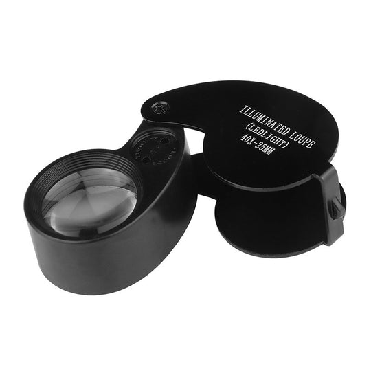 Illuminated 40 X Jewelers Eye Loupe Magnifier Glasses for Gems, Rocks Stamps & Coins (10 Pack)