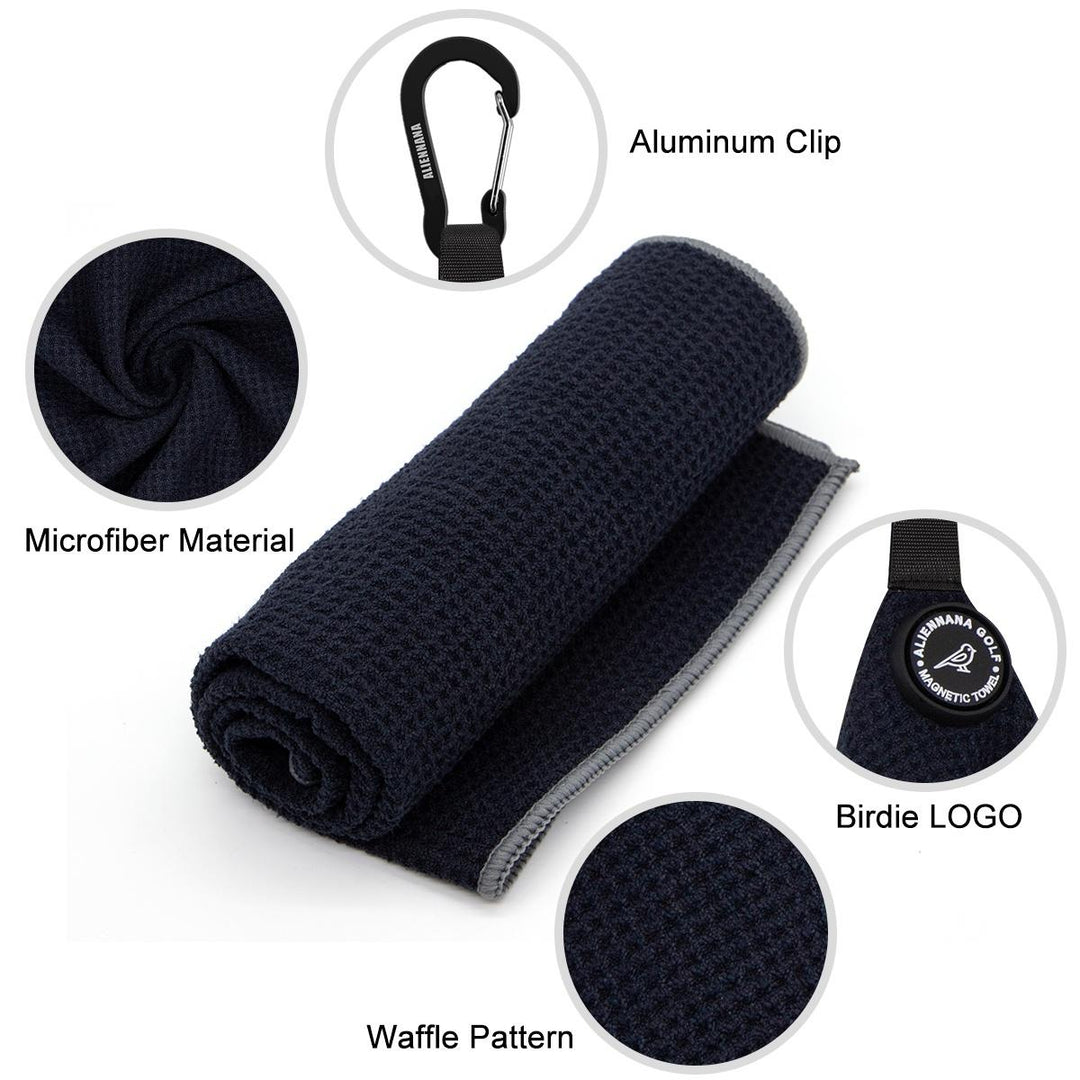 Top Quality Microfiber Waffle Design with Clip - Industrial Strength Magnet for Strong Hold to Golf Bags, Carts & Clubs