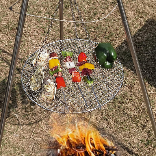 Stainless Steel Campfire Tripod Stand – Portable Outdoor Cooking Pot Support for Camping, BBQ & Picnic Grilling