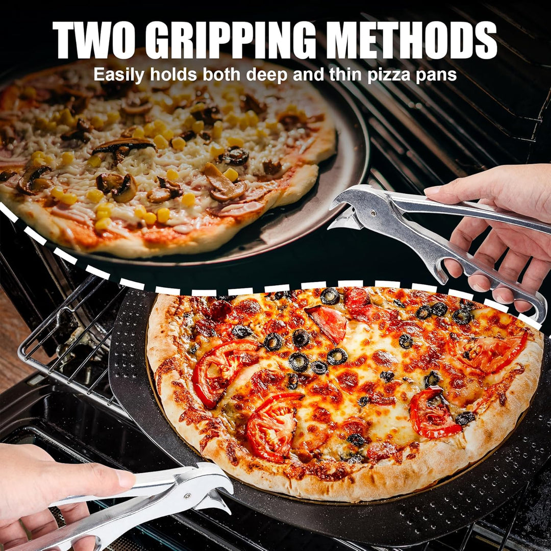 Premium Pizza Pan Gripper Aluminum Alloy, Heavy Duty Pizza Pan Tongs Stone Pot Clamp for Lifting Hot Plate