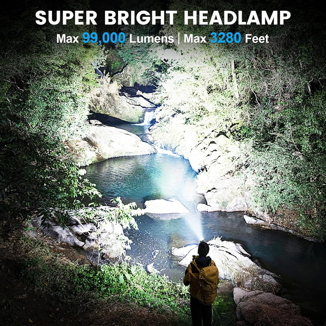 LED Head Lamp with 3 Modes, 90°Adjustable Head Lights for Forehead, IPX6 Waterproof HeadLamps for Camping Hiking