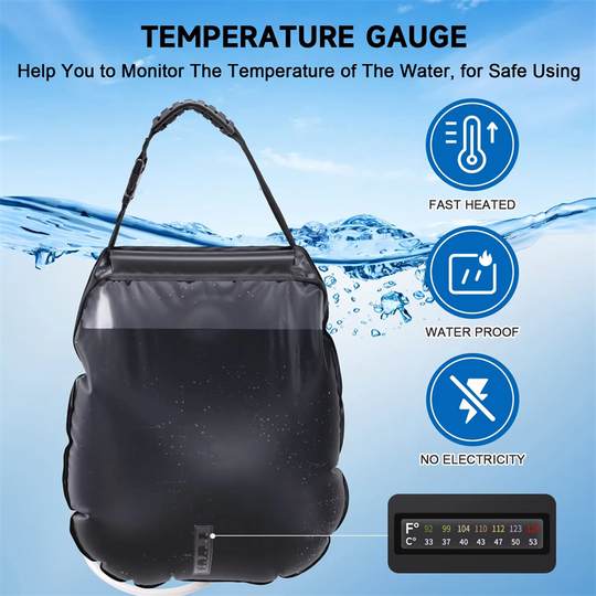 Solar Portable Shower Bag, 5 Gal/20L Solar Heating Camping Shower Bag with Removable Hose&On-Off Switchable Shower Head