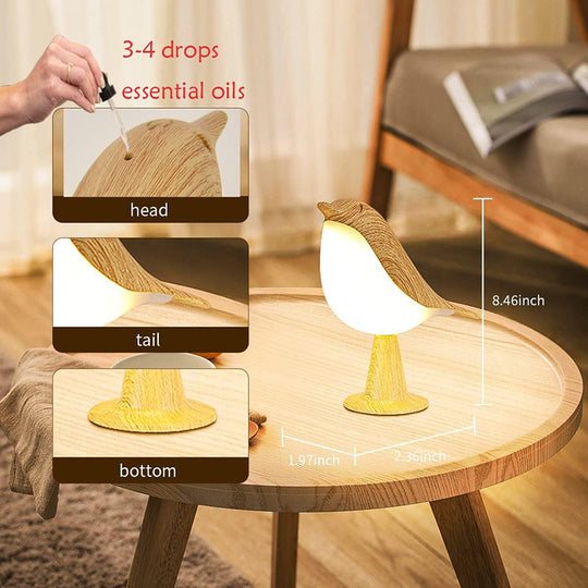 Night Light Aroma Diffuser with Bird Design Dimmable Detachable Sleep Aid Desktop Decor Ambient Lamp