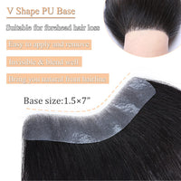 Hairpiece V-Shape Mens Topper PU Thin Skin Base Natural Hairline(10 Pack)