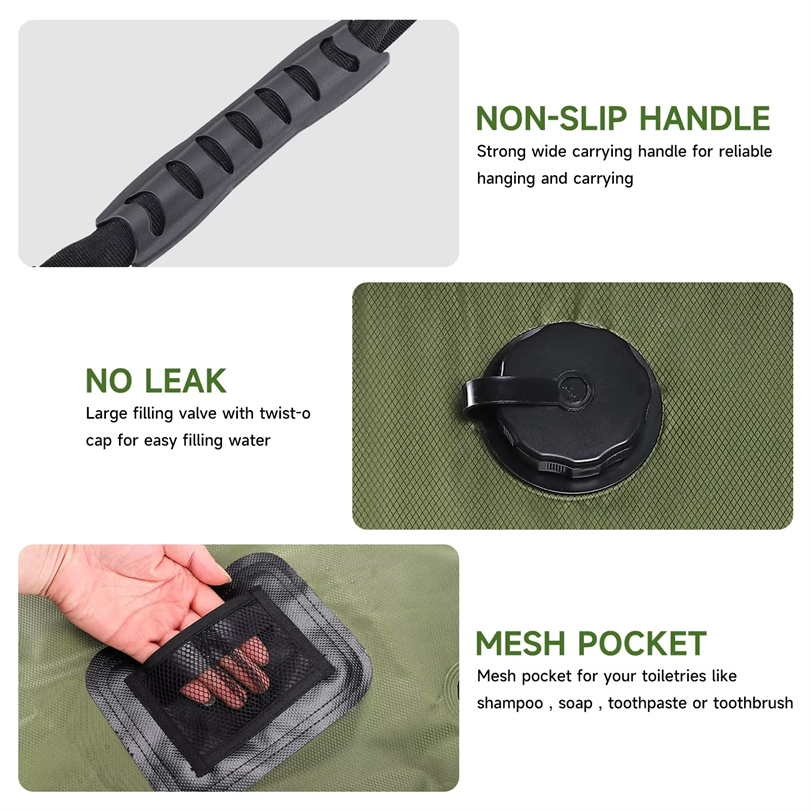 Solar Portable Shower Bag, 5 Gal/20L Solar Heating Camping Shower Bag with Removable Hose&On-Off Switchable Shower Head