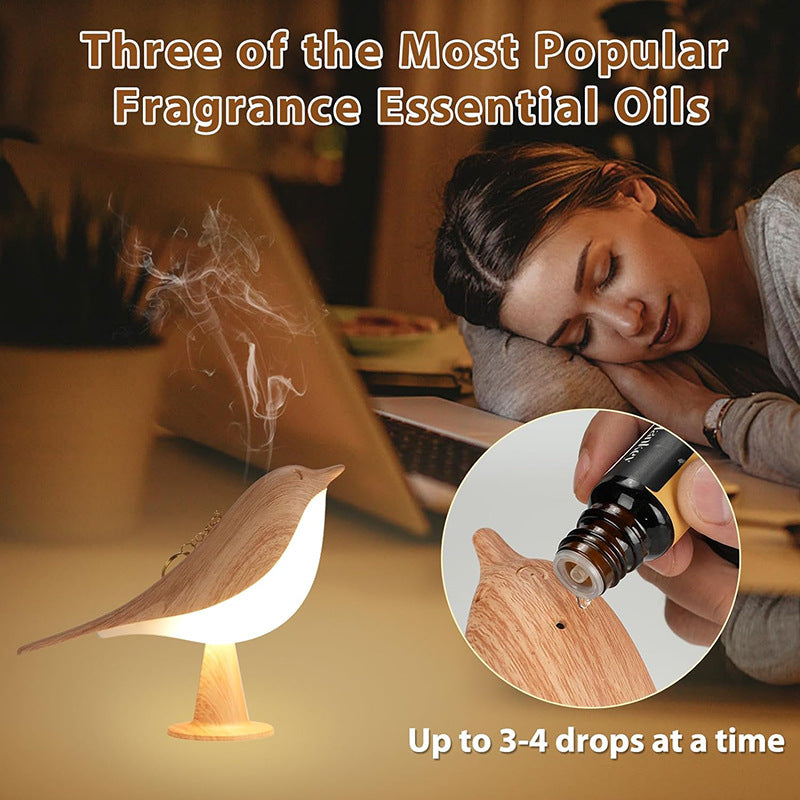 Night Light Aroma Diffuser with Bird Design Dimmable Detachable Sleep Aid Desktop Decor Ambient Lamp