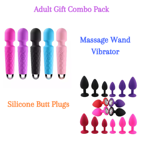 20 Speed Waterproof Wand Vibrator Women Sex Toy & Silicone Butt Plugs