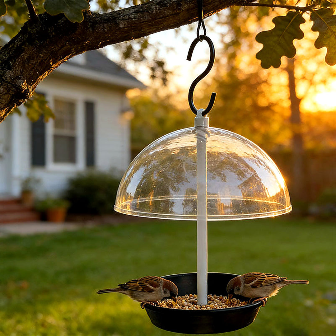 Outdoor Adjustable Platform Bird Feeder with Clear Dome