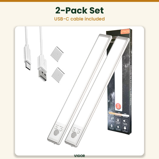 Motion Sensor Under Cabinet Light 2 Pack, Rechargeable Closet (MOQ 10 Sets)