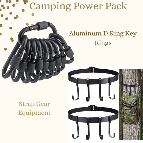 Camping power pack Aluminum D Ring Key Rings, Tree Hanger Gear