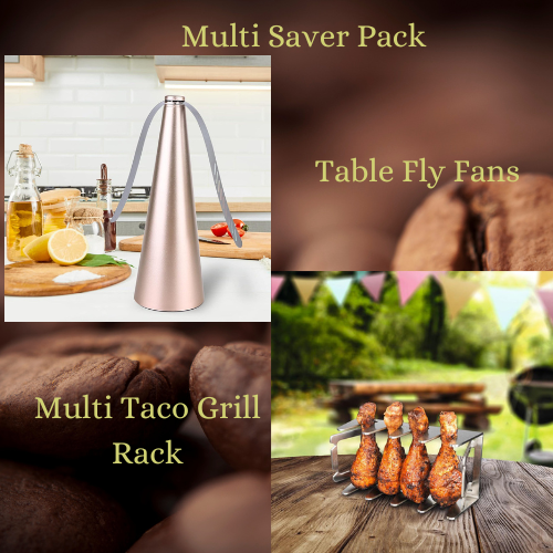 Tabletop Fly Fan for Indoor Outdoor & Stainless Steel Multi Grill Rack Multi Pack (10 Pack)