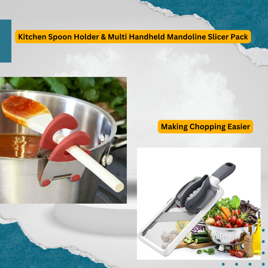 Multi Handheld Mandoline Slicer & Kitchen Spoon Holder Pack(Bulk 3 Sets)