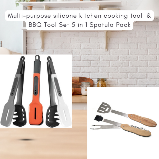 8 in 1 multifunctional portable cooking tool & BBQ Tool Set 5 in 1 Spatula Pack(Bulk 3 Sets)