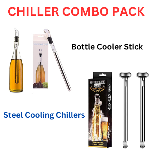 Steel Cooling Chillers & Steel Bottle Cooler Stick Combo Pack(Bulk 3 Sets)