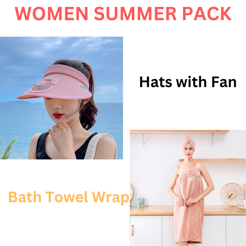 Luxury Microfiber Bath Towel Wrap & Sun Visor Hats with Fan(10 Pack)