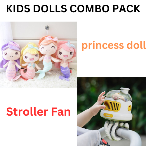 Stroller Fan & princess doll Best gift Baby combo pack