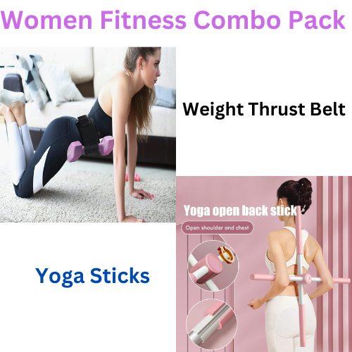 Hip Weight Thrust Belt & Yoga Sticks Stretching Tool Combo Pack(10 Pack)