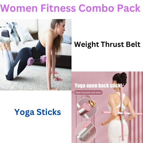 Hip Weight Thrust Belt & Yoga Sticks Stretching Tool Combo Pack