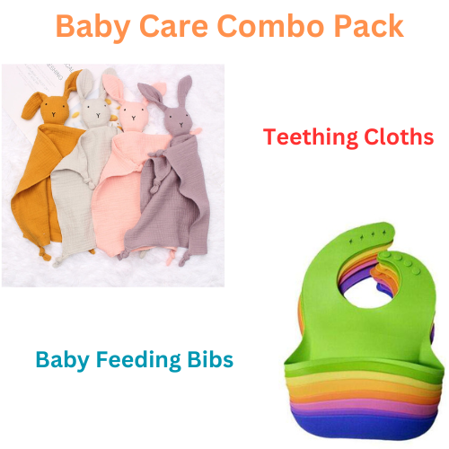 Baby Feeding Bibs & Muslin Teething Cloths Pack