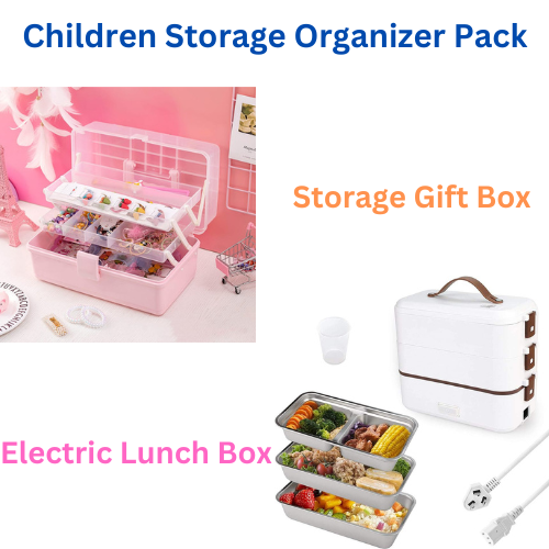 Children Hair Accessories Storage Gift Box & Electric Lunch Box Pack