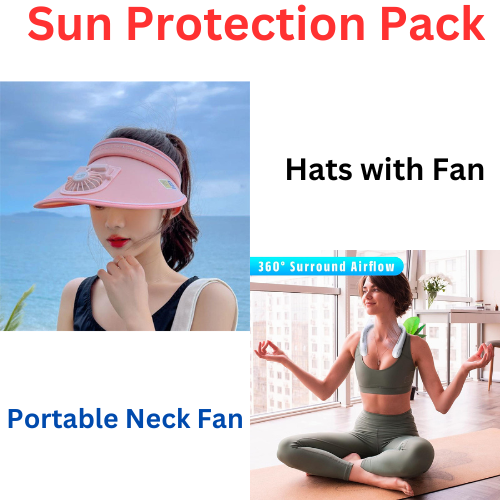 Sun Visor Hats with Fan & Portable Neck Fan Pack(10 Pack)