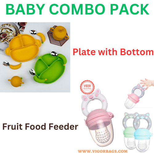 Plate with Bottom & Baby Fruit Food Feeder