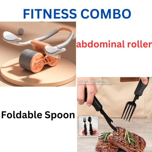 4 in 1 Steel Spoon & abdominal roller wheel Combo pack