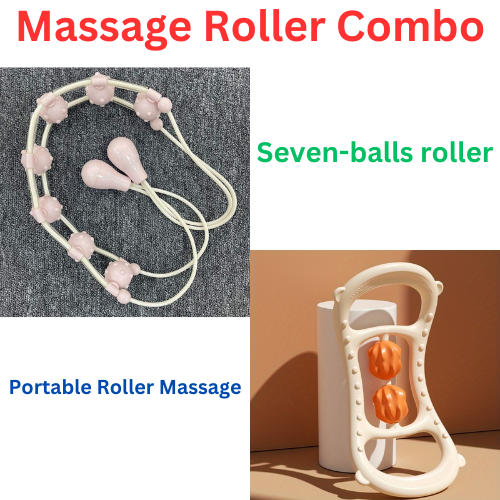 Seven-balls back roller massager & Portable Roller Massage Back Arm Stretching Yoga Fitness Equipment(Bulk 3 Sets)