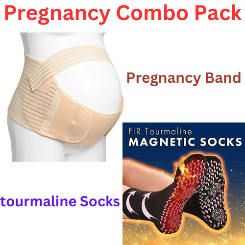 Dotted Grip tourmaline Socks & Pregnancy Waist/Back/Abdomen Band, Belly Brace Combo Pack(5 Pack)