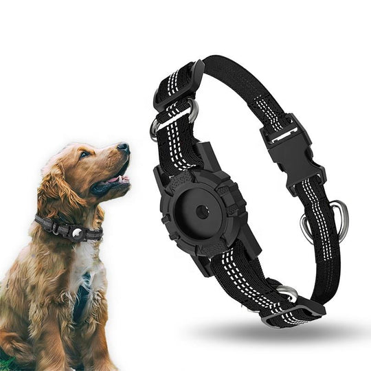 Dog Collar with AirTag Holder, Reflective Nylon, Quick Release Buckle (MOQ 10 Sets)