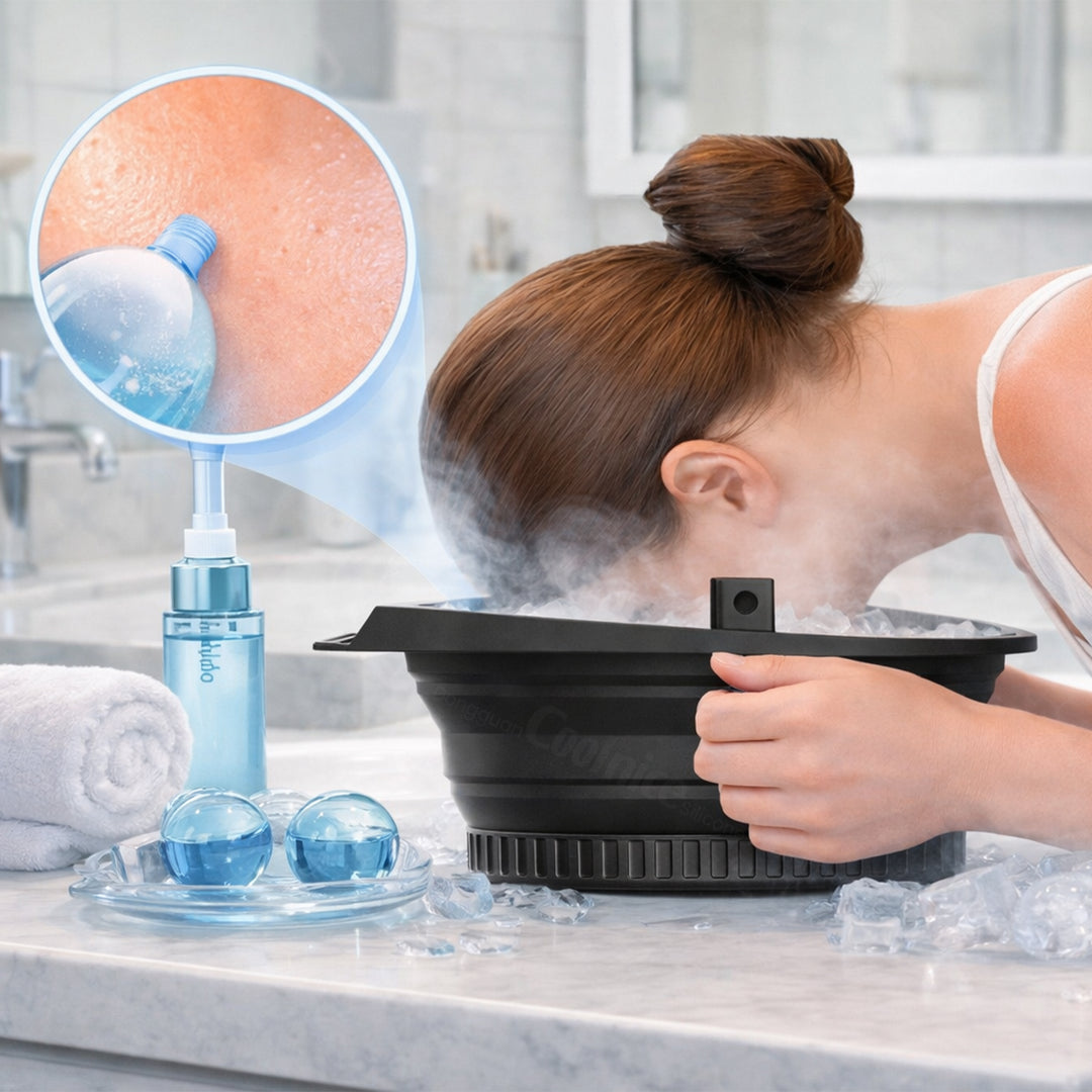 Ice Face Bath Bowl – Cold Plunge Facial Tub with Breathing Tube, Built-In Ice Tray &amp; Odor-Remove Lid