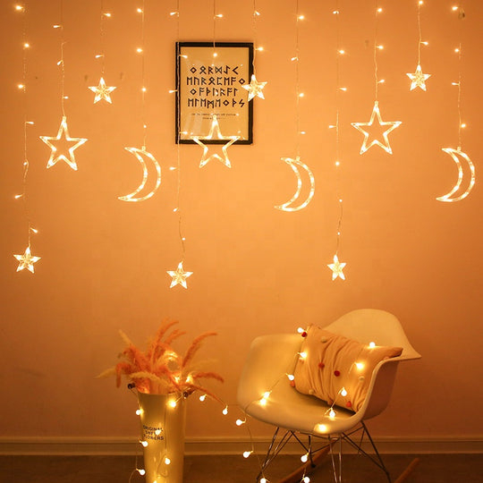 ✨ VIGOR Moon & Star LED Curtain Lights – Enchanting Fairy String Lights