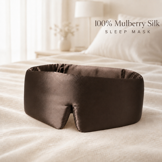 Wide Silk Eye Mask for Sleeping, Adjustable, Travel (MOQ 10 Sets)