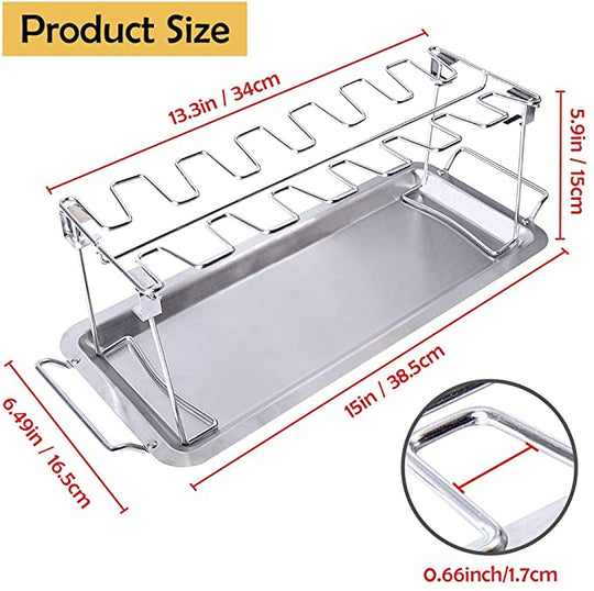 BBQ Chicken Drumsticks Rack Stainless Steel & BBQ Rib Rack Non Stick Rib Roast Rack