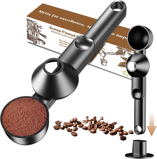 Premium Coffee Scoop Funnel with Dosing Ring