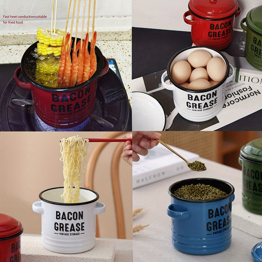 Bacon Grease Container with Strainer Kitchen Oil Storage Can (MOQ 10 Sets)