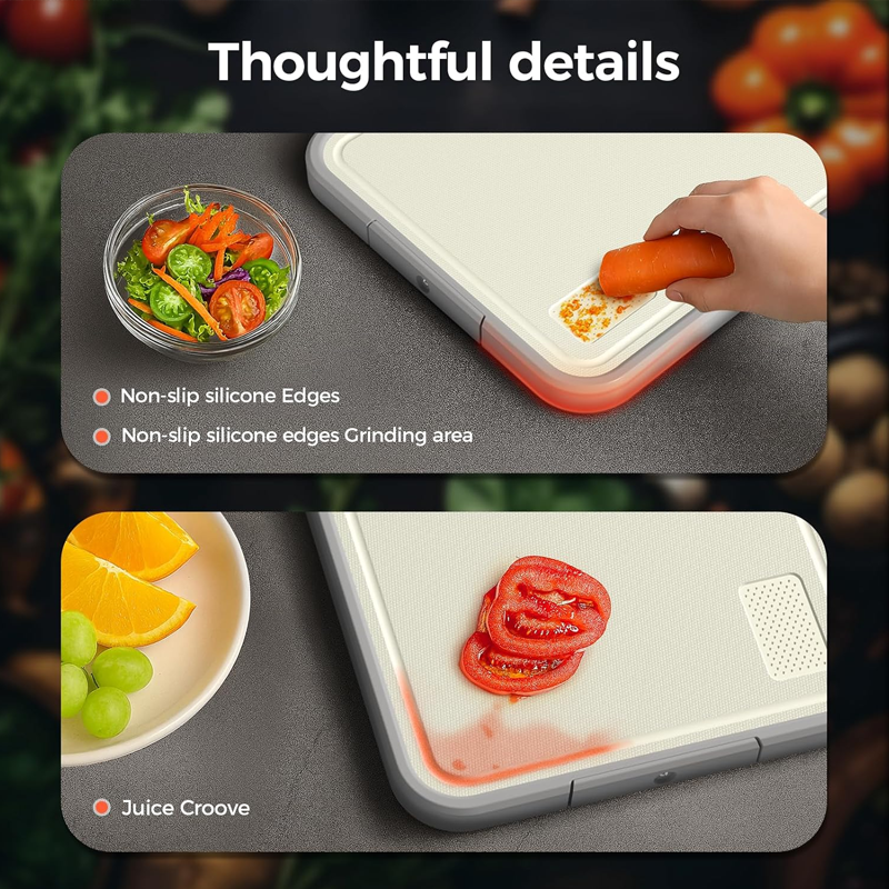 Stainless Steel Cutting Board Double Sided Steel Food Grade PP, Large Chopping Board for Meat and Kitchen