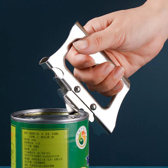 Stainless Steel Heavy-Duty Manual Can Opener with Ergonomic Grip Handle