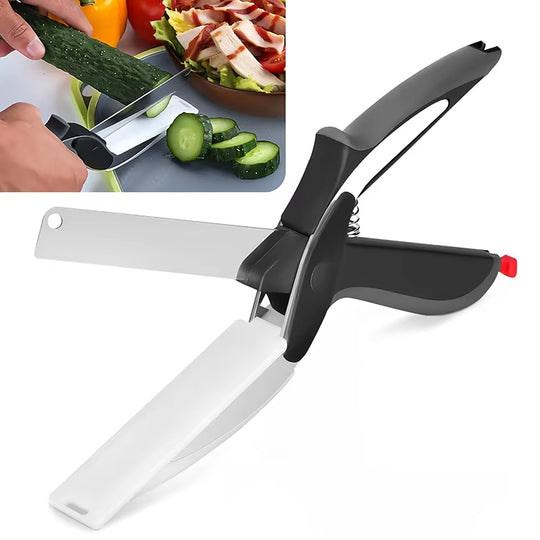 Stainless Steel Blade & Plastic Cutting Board Scissors with Safety Lock (MOQ 10 Set)