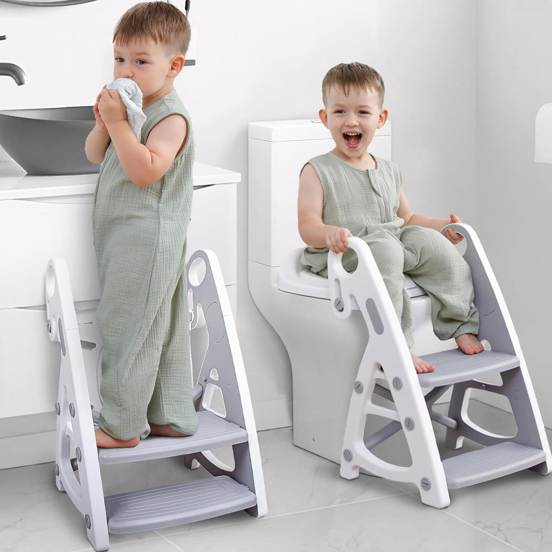 Potty Training Seat Toddler Step Stool Ultimate Stability Toilet Seat Adjustable Step Height Potty Seats (MOQ 10 Sets)
