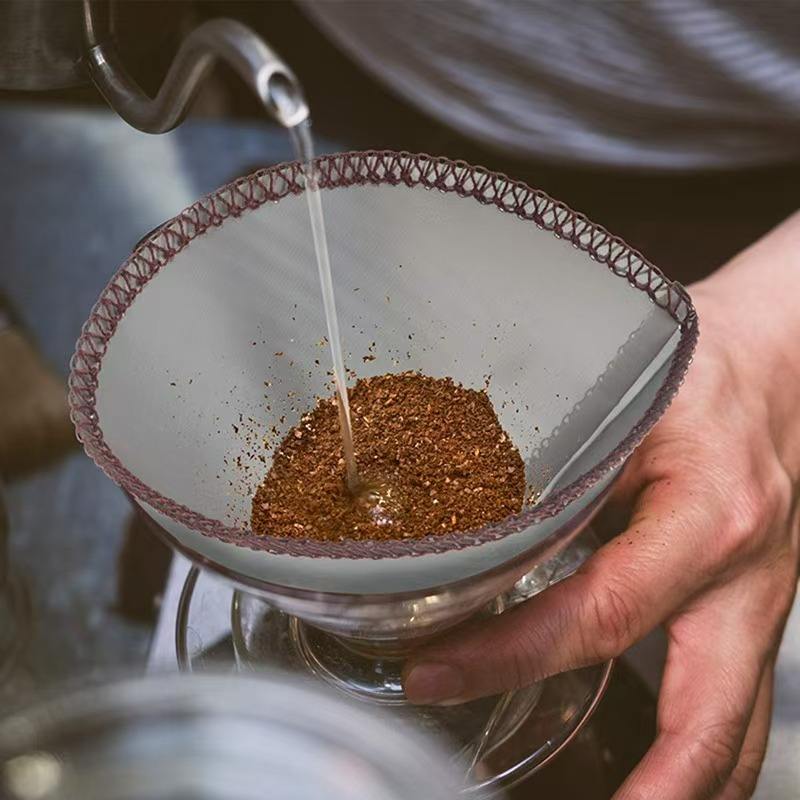 Portable Reusable Stainless Steel Pour Over Coffee Filter Cone Dripper
