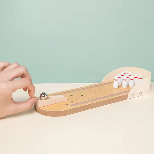Wooden Mini Bowling Set - Stress-Relieving Desk Toys