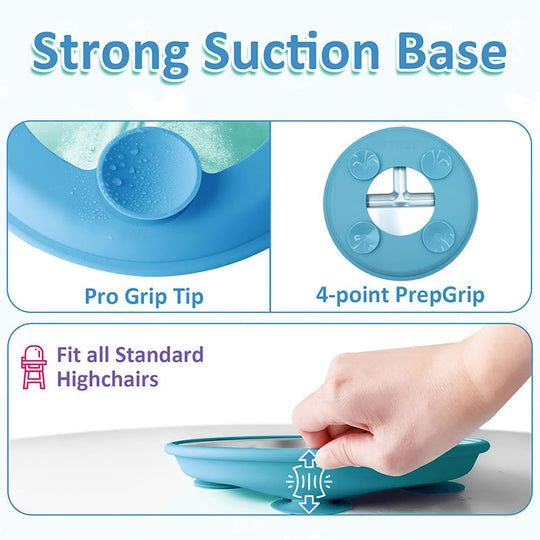 Stainless Steel Baby Plate with Suction, 9” Divided Toddler Plates (MOQ 10 Pairs)