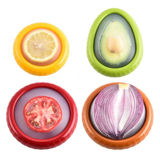 Eco‑Friendly Reusable Silicone Produce Pods – 4‑Pack Stretch Containers for Fruit & Veggie Storage (MOQ 10 Sets)