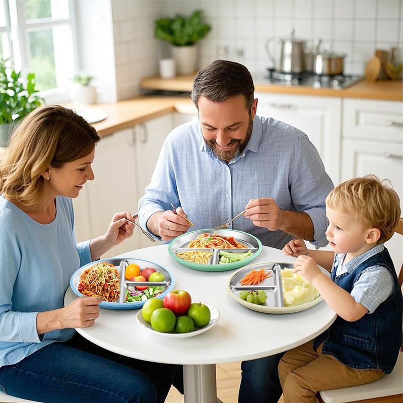 Stainless Steel Baby Plate with Suction, 9” Divided Toddler Plates (MOQ 10 Pairs)