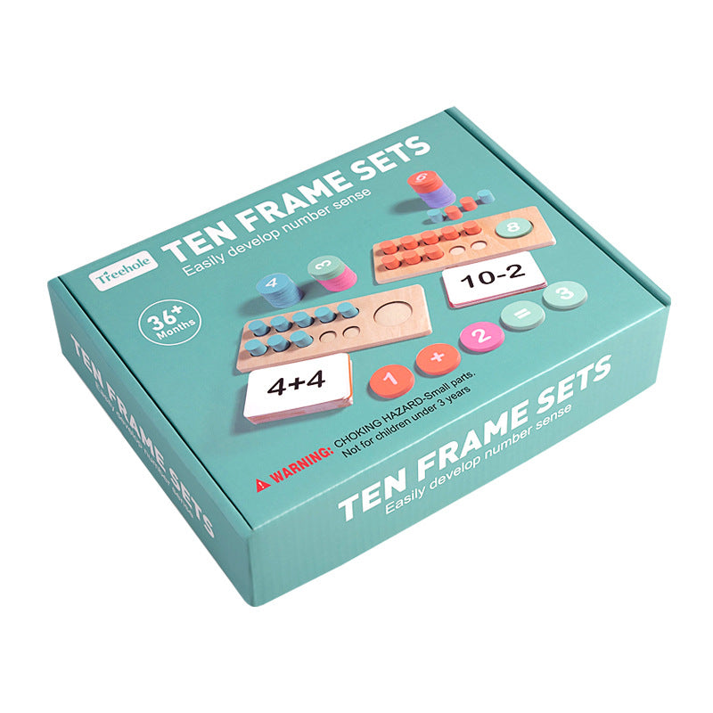 Wooden Montessori Ten Frame Counting Set (MOQ 10 Sets)